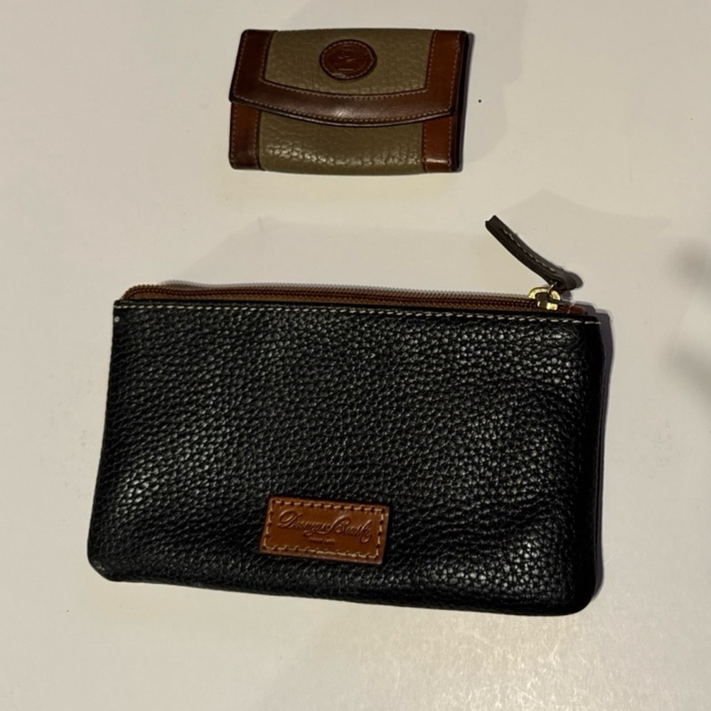 Dooney & Bourke Black and Brown Leather Wallets with Textured Finish